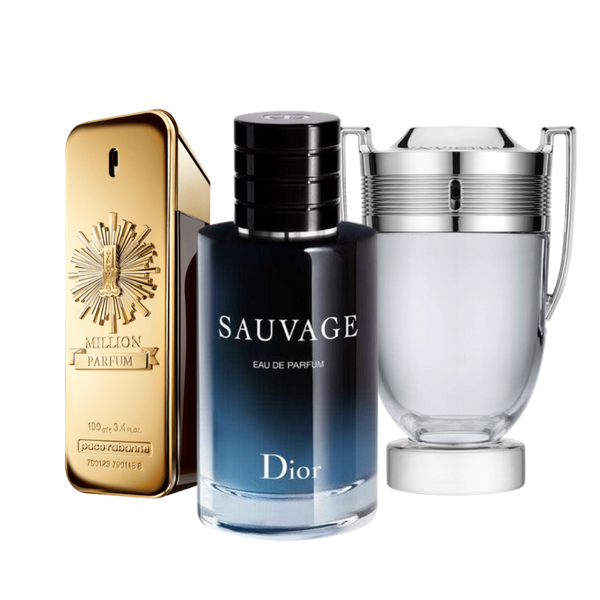 3 Parfums Paco Rabanne ONE MILLION, Dior SAUVAGE et Paco Rabanne INVICTUS (Eau de Parfum)