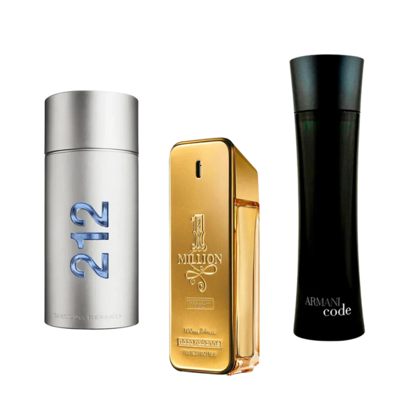 3 Parfums 212 Men NYC, Paco Rabanne One Million, Armani Code Homme (Eau de Parfum)