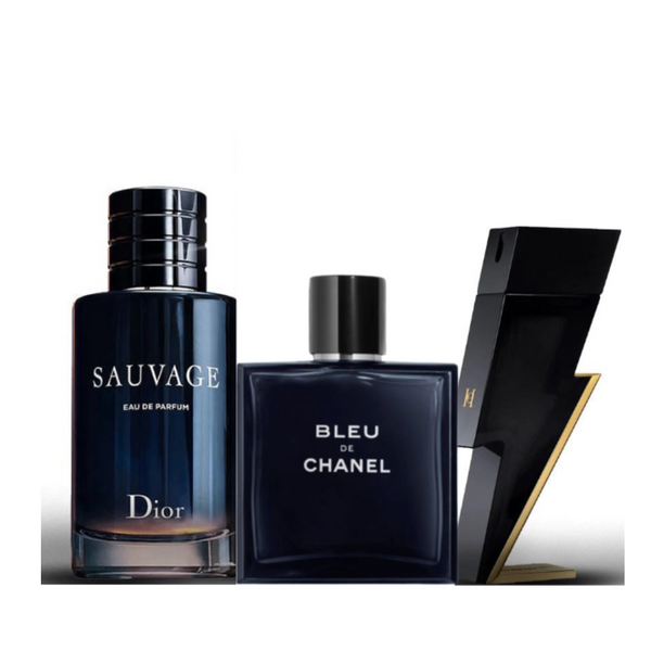 Sauvage Dior + Bleu de Chanel und Bad Boy Carolina Herrera