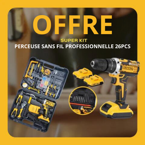 Perceuse Sans Fil Professionnelle 24V DеWаlt + 26 Accessoires de Travail