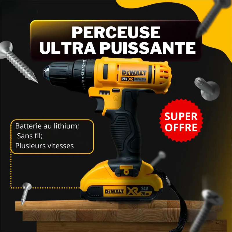 Perceuse Sans Fil Professionnelle 24V DеWаlt + 26 Accessoires de Travail